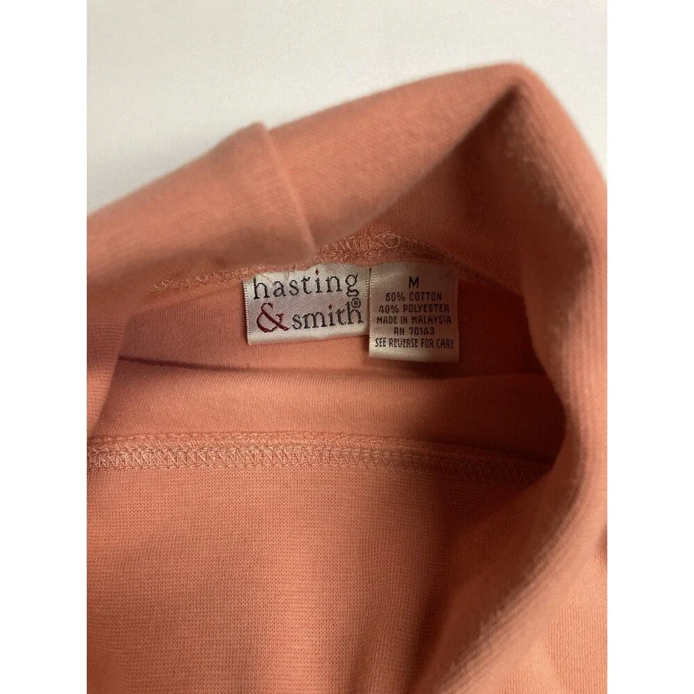 Hasting & Smith Women's Pink Solid Turtleneck Long Sleeve Knit T-Shirt M